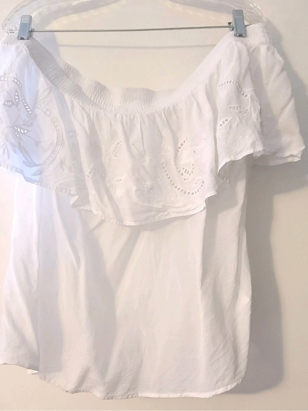 Ava & Viv White Off-Shoulder Eyelet Ruffle Top - Picture 2 of 2